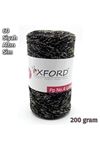 Oxford No:4 200 gram Simli Lurex Makrome - Siyah - Altın Sim - 60