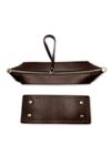 Clutch Çanta Seti Portföy Zarf Model Bilek Askılı Küçük Boy (25cmx10cm) Koyu Kahve