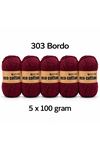 5'li Paket Eco Cotton 100gr-200m No:0303 Bordo